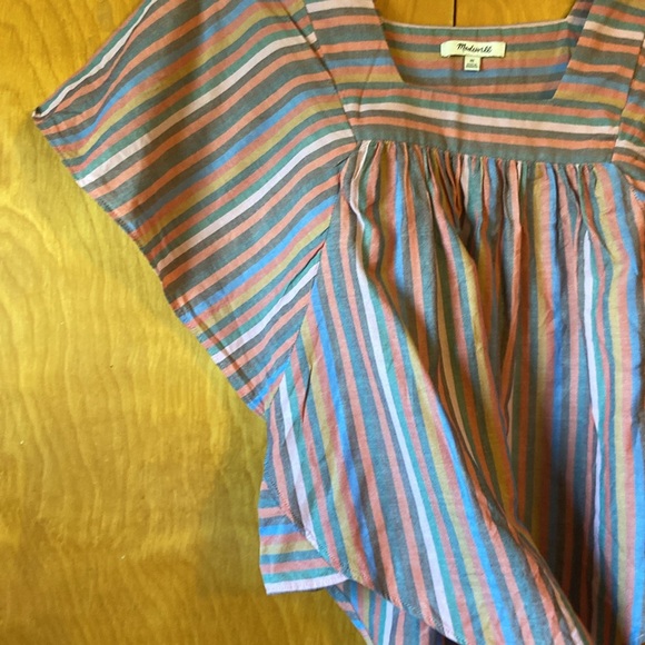 Madewell Butterfly Top In Rainbow Striped Style #L3049. Size XS - Picture 6 of 13